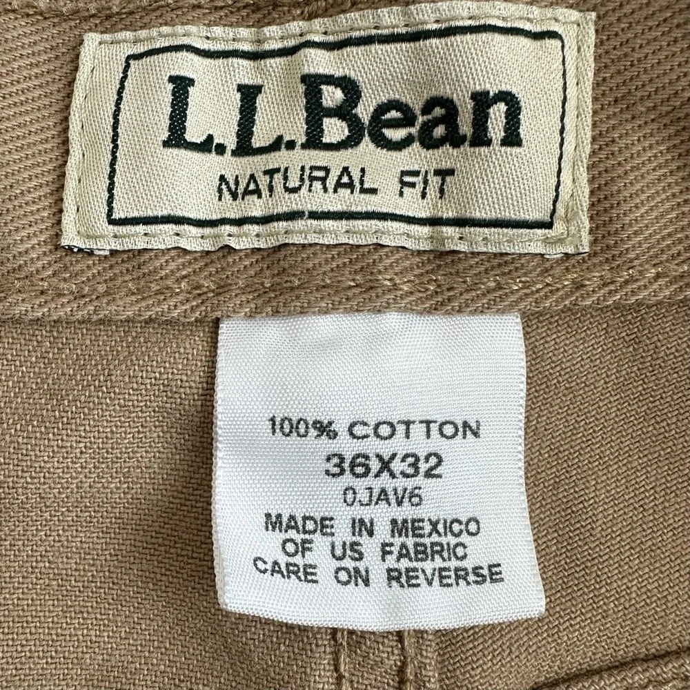 L. L. Bean Canvas Pants Natural Fit Straight Leg Brown 36 x 32 Men’s Cotton